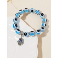 Nazar védelmező karkötő Hamsa kézzel világoskék