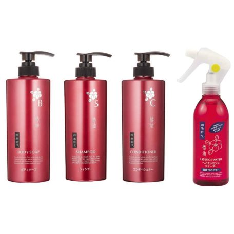 Kumano Yushi - Tsubaki Oil Body Soap + Shampoo + Conditioner + Essence Water