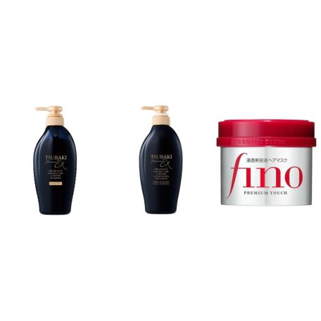 Shiseido - Tsubaki Premium EX Damage Care & Repair Shampoo, Conditioner Treatment Set + FINO